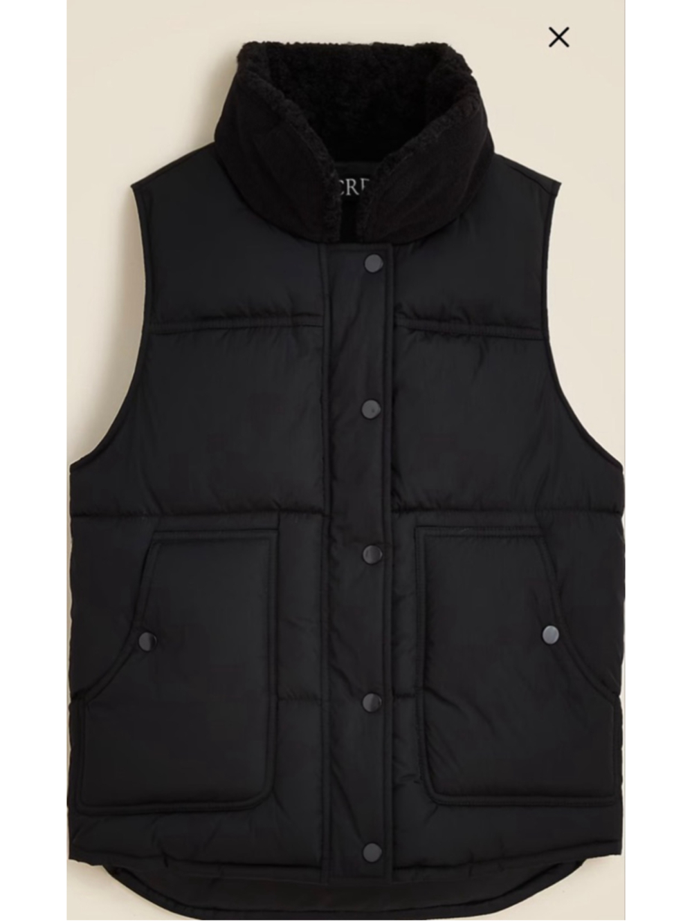 NWT J. Crew Puffer vest with PrimaLoft in black size large